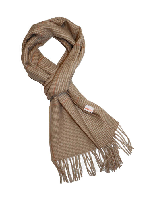 Houndstooth Beige Cashmere Scarf for women and men -cross