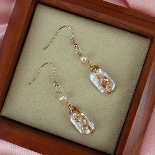 Genuine pearl baroque drop earrings