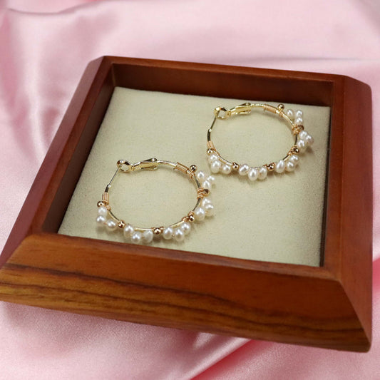 Genuine pearl cuff earrings