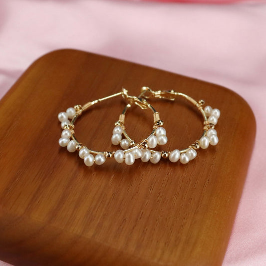 Genuine pearl cuff earrings