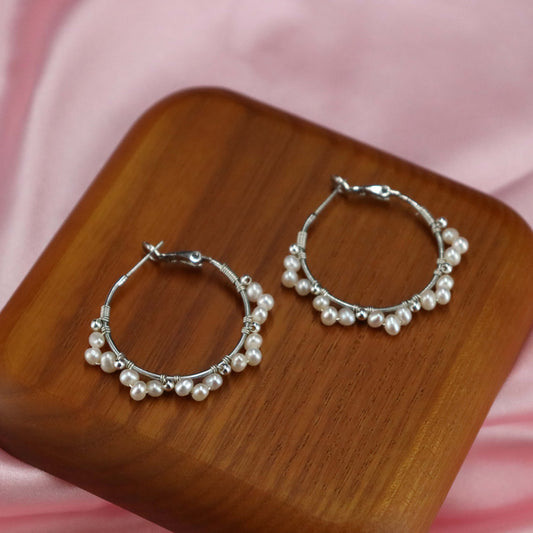 Genuine pearl cuff earrings