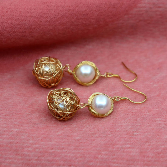 Genuine pearl drop earrings