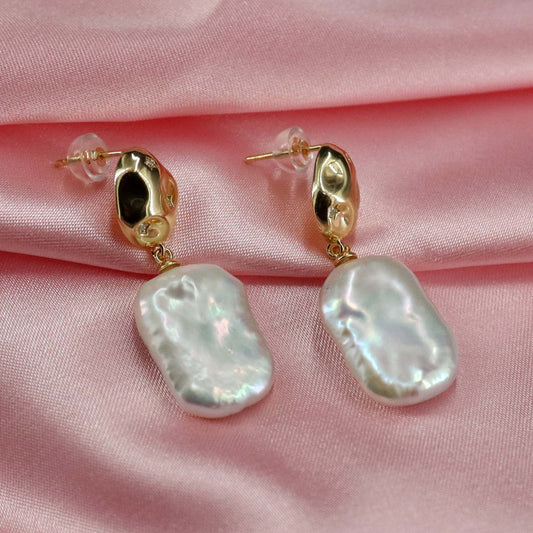 Genuine pearl baroque earrings